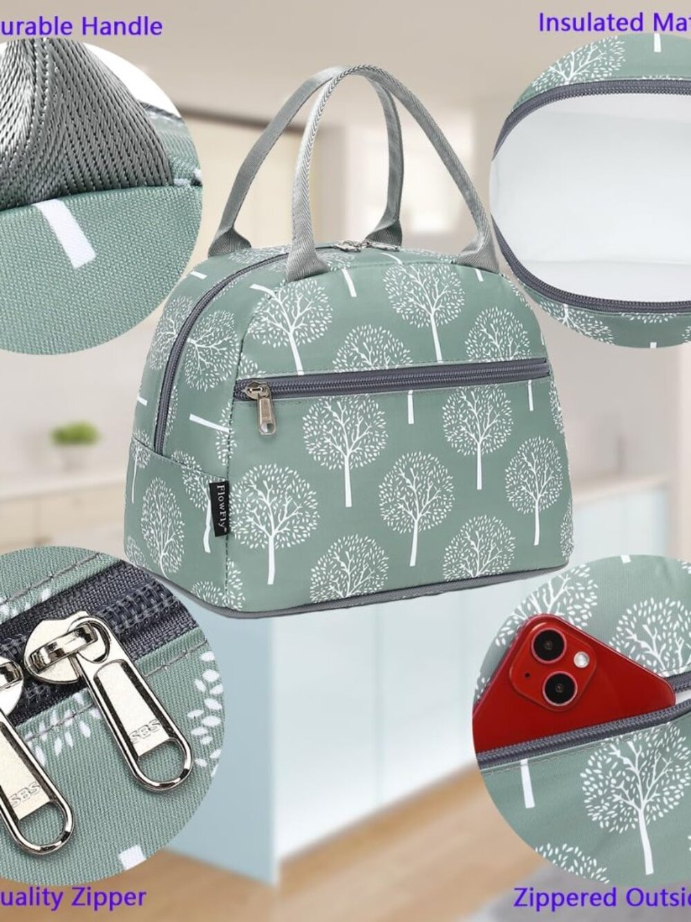 Lunch Bag For Women Insulated Lunch Box Corduroy Lunch Tote Cooler For Travel Wo View 6